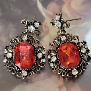 Elegant Red Gemstone Earrings